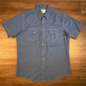 Vintage Wrangler Wrancher Pearl Snap Button Shirt Mens XLT Geometric Country B34